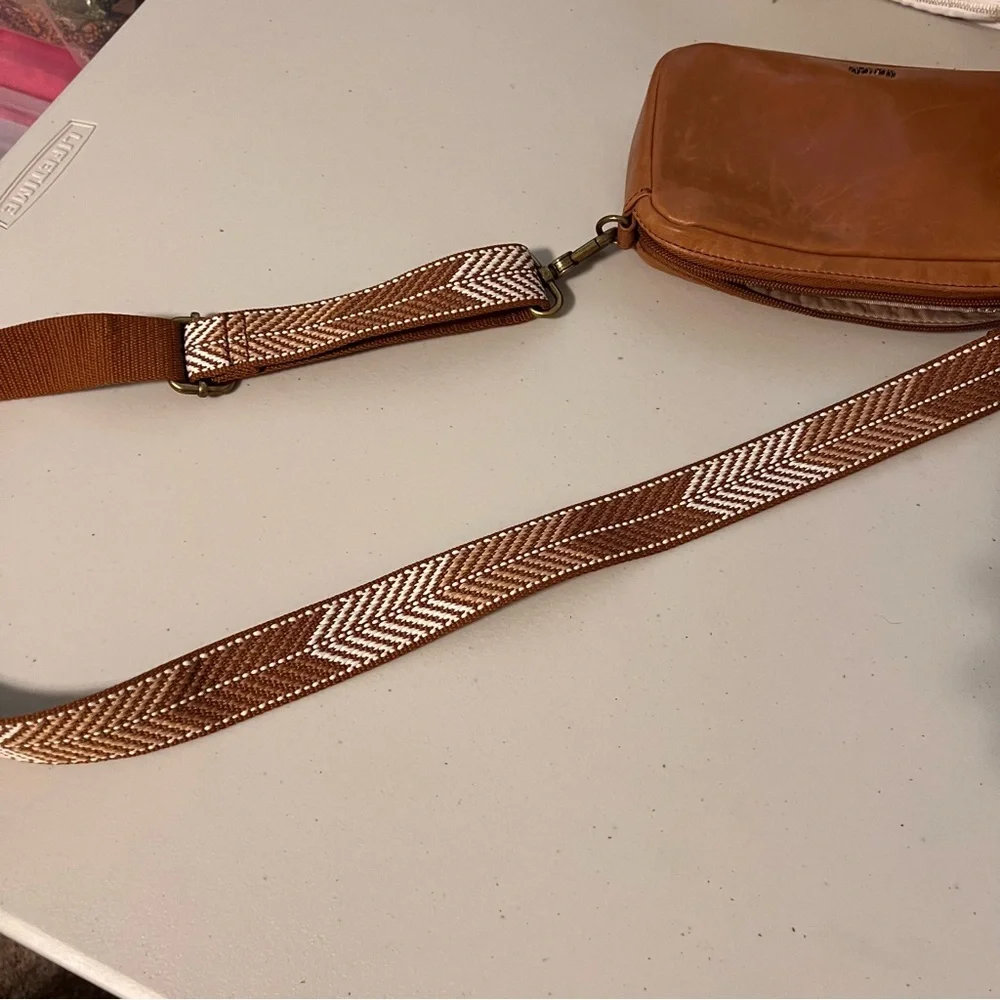 The Sak Embossed Brown Leather Phone Crossbody